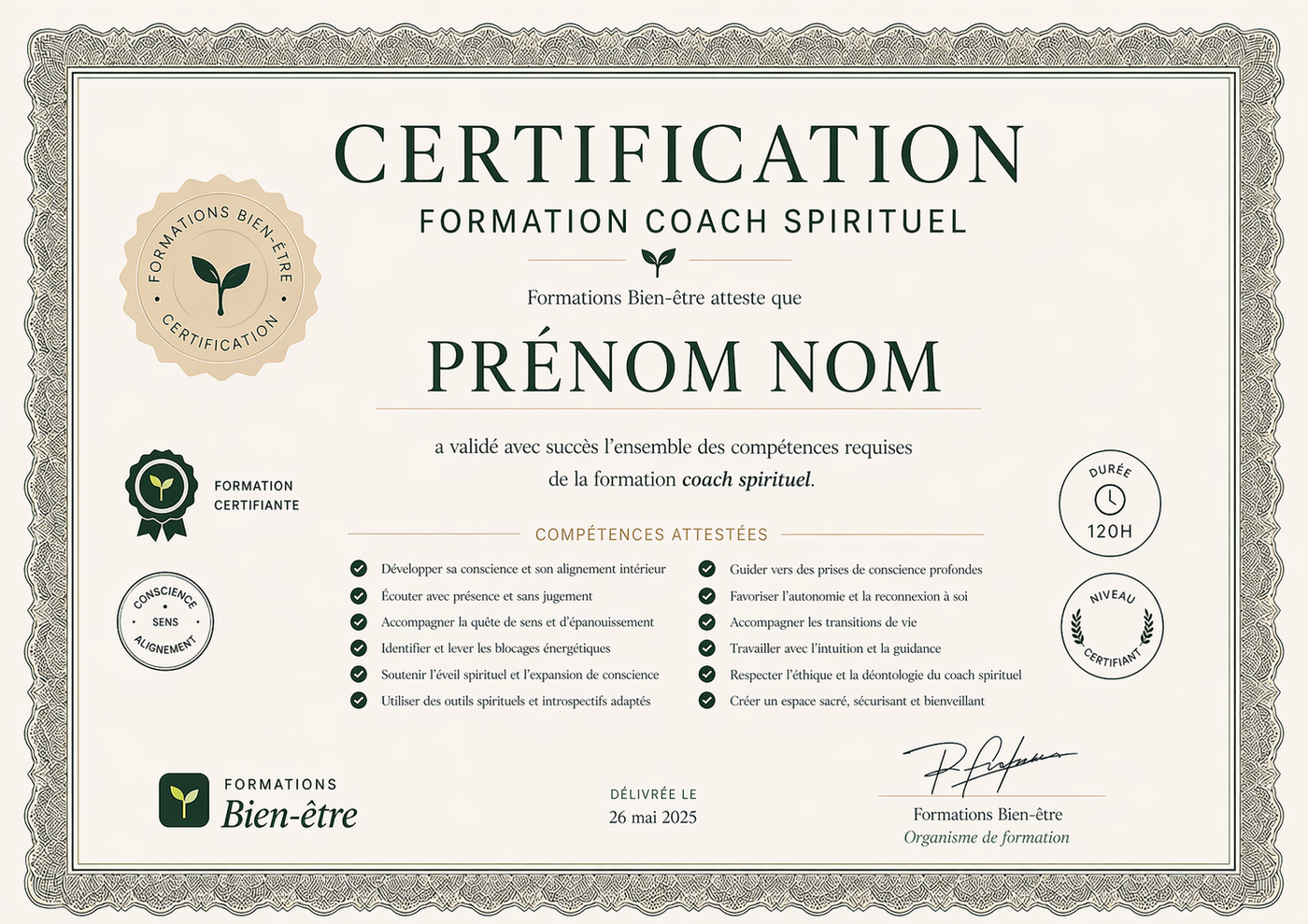 Certificat Coach spirituel — Formation Bien-être