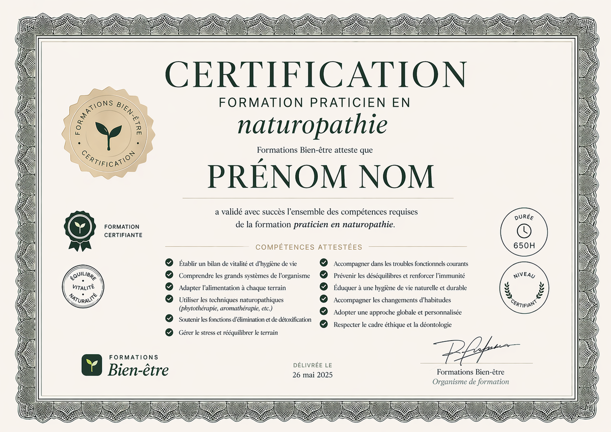 Certificat Praticien en naturopathie — Formation Bien-être